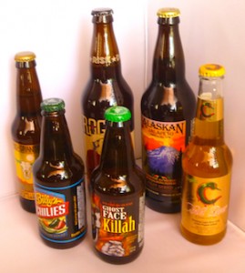 The six chile beers we tasted...