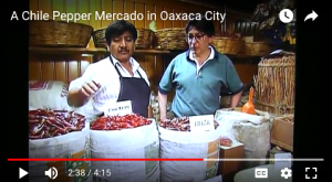 Our Mexican correspondent, José Marmolejo (right) discusses Oaxacan chiles with vendor Eliseo Ramirez