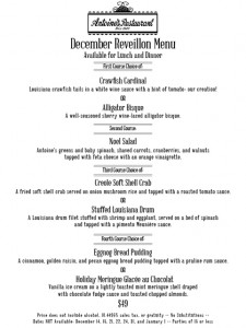 Reveillon menu from Antoines