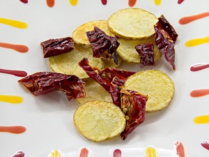 Fried Italian sweet peppers fried potato slices