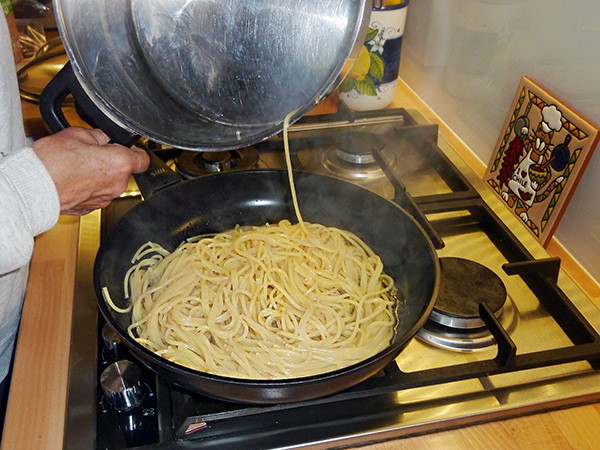 drained spaghetti