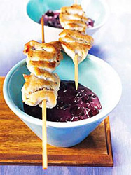 Chicken Satay with Spicy Wild Blueberry Peanut Butter Sauce - Burn Blog