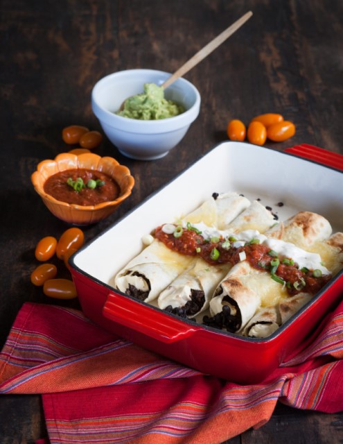 black bean and cream cheese enchiladas