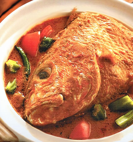 fish head curry in bowl