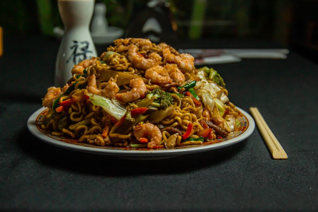 stir fried shrimp on plate